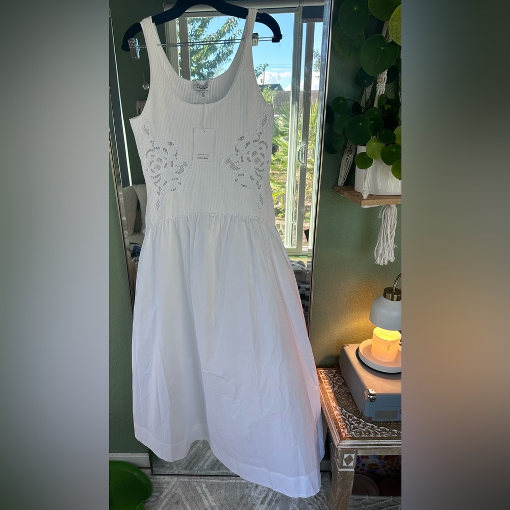 &OTHER STORIES Cotton White Lace Embroidered Midi Dress🪽